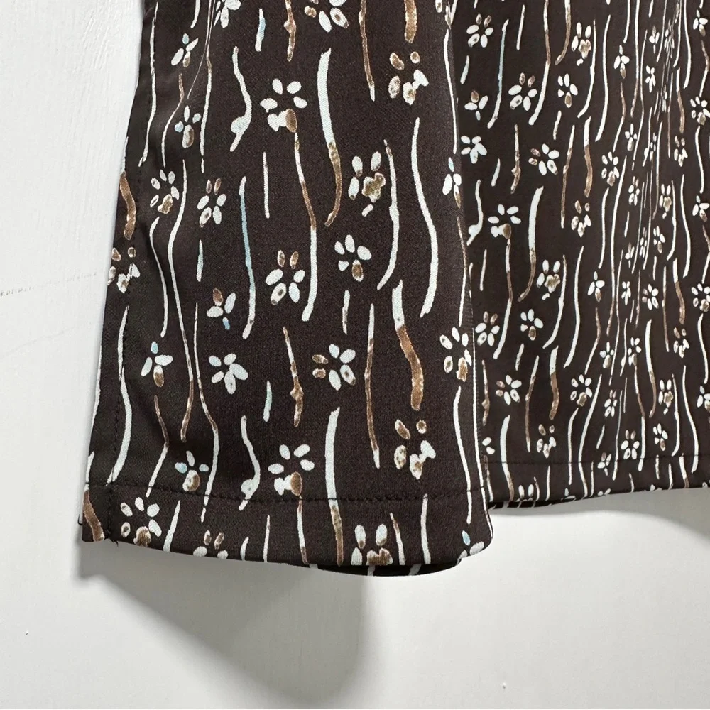 Vintage 90s Axcess Chocolate Brown Floral Midi Skirt Women’s Size Medium Boho - Picture 8 of 16